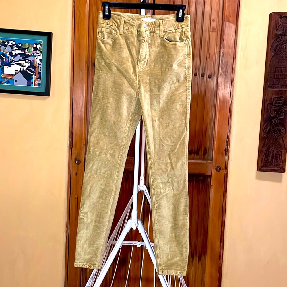 Free People, velour/velvet jeans, size 26, mustard yellow